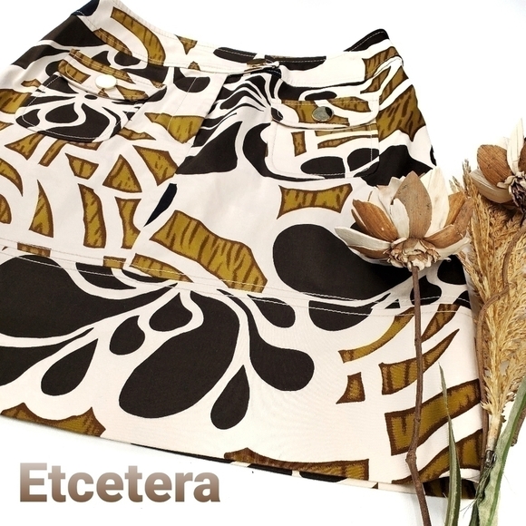 ETCETERA Brown Cream Boho Chic Skirt 6 - Picture 1 of 10